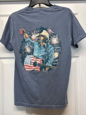 Old Row Toby Keith Red Solo Cup Men’s Pocket T‑Shirt — Slate Blue Small